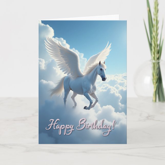 Carte d'anniversaire Cheval ailé (Devant)