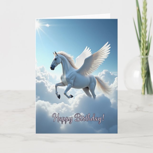 Carte d'anniversaire Cheval ailé Joyeux (Devant)