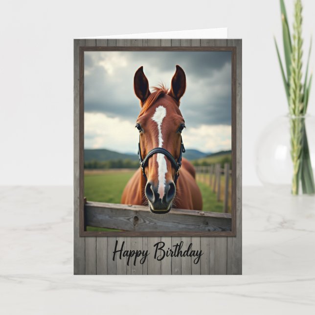 Carte d'anniversaire Cheval Alezan (Devant)