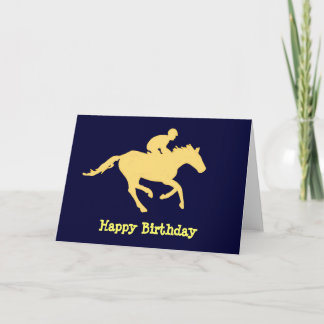 Carte d'anniversaire Cheval Bleu et Crème