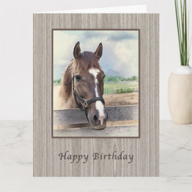 Carte d'anniversaire, Cheval Brown avec Bridle (Devant)