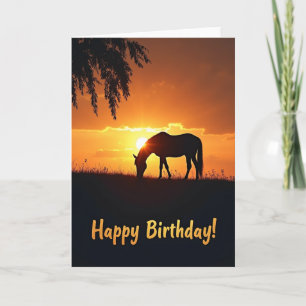 Carte d'anniversaire Cheval Coucher de soleil