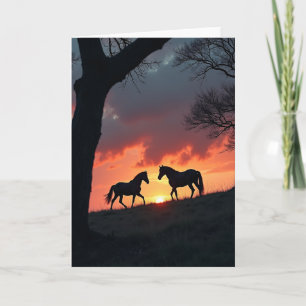 Carte d'anniversaire Cheval Coucher de soleil