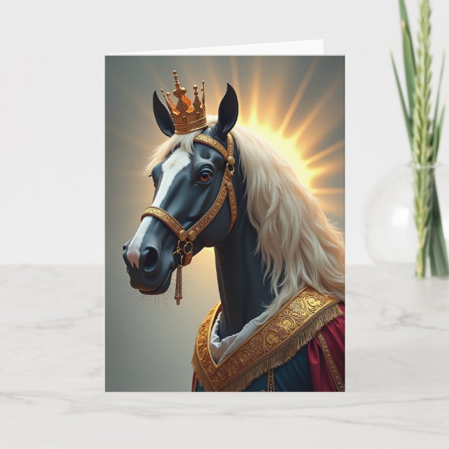 Carte d'anniversaire Cheval Couronné (Devant)
