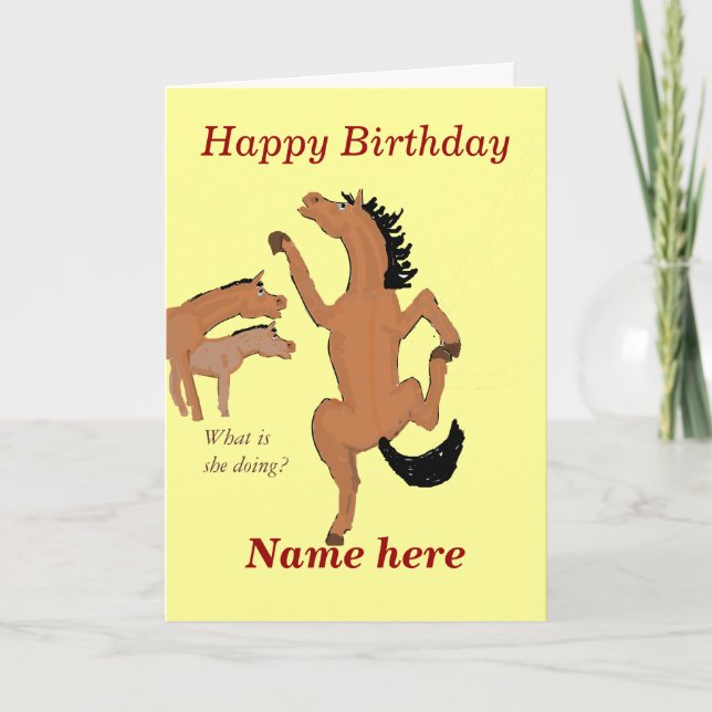 Carte d'anniversaire Cheval Dancing, ajoutez le no (Devant)