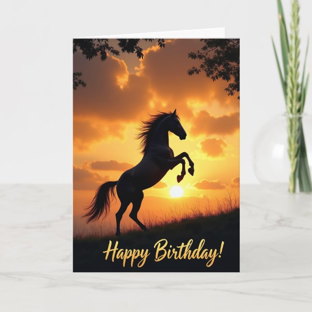 Carte d'anniversaire Cheval Doré (Devant)