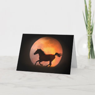 Carte d'anniversaire Cheval et Lune