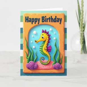 Carte d'anniversaire Cheval Marin Enjoué