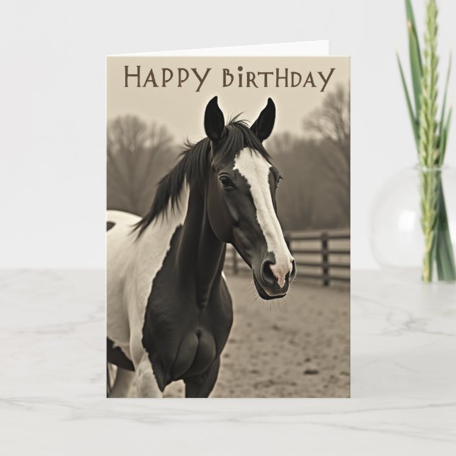 Carte d'anniversaire Cheval Noble (Devant)