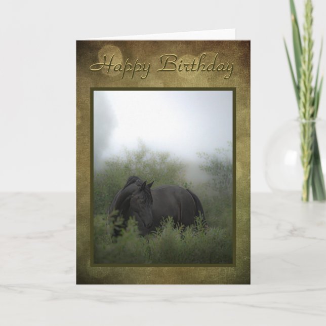 Carte d'anniversaire "Cheval Noir Misty" (Devant)