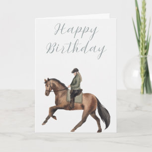 Carte d'anniversaire Cheval & Rider illustrée à la