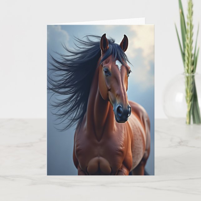 Carte d'anniversaire Cheval Sauvage Joyeux (Devant)