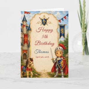 Carte d'anniversaire Chevalier Médiéval 5 ans