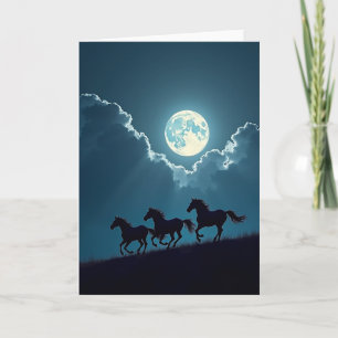 Carte d'anniversaire Chevaux au Clair de Lune