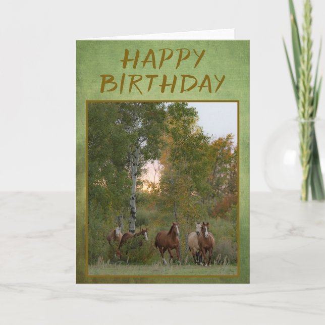 Carte d'anniversaire "Chevaux courant" (Devant)