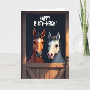 Carte d'anniversaire Chevaux Écurie