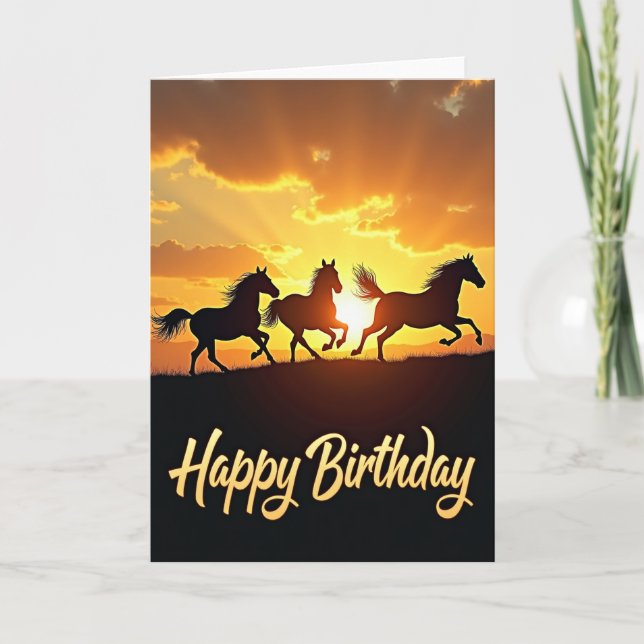 Carte d'anniversaire Chevaux Sauvages (Devant)