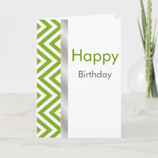 Carte d'anniversaire Chevron vert et blanc
