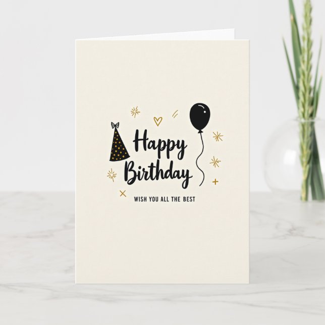 Carte d'anniversaire Chic Gold Dot (Devant)