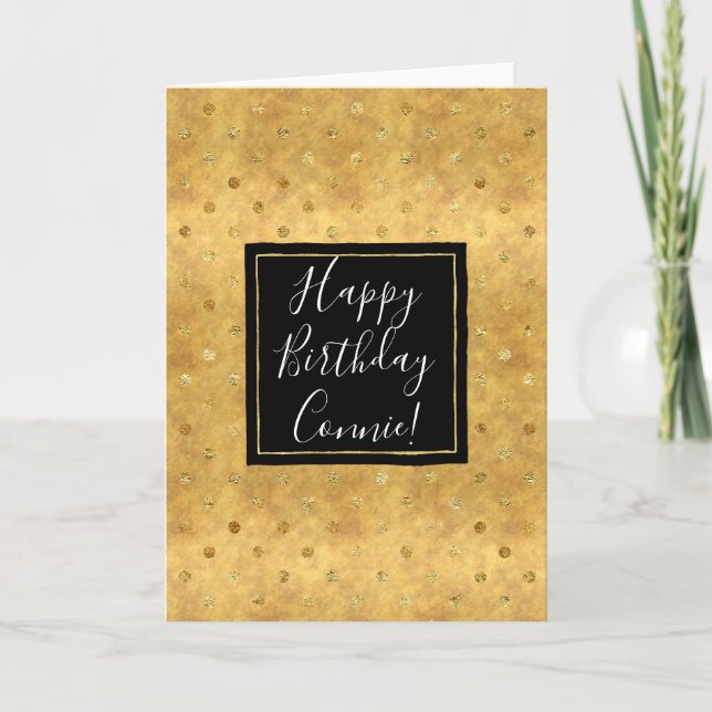 Carte d'anniversaire Chic Gold Dots (Devant)