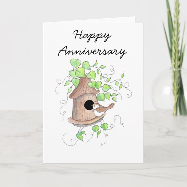 Carte d'anniversaire, Chickadee sur la volière (Devant)