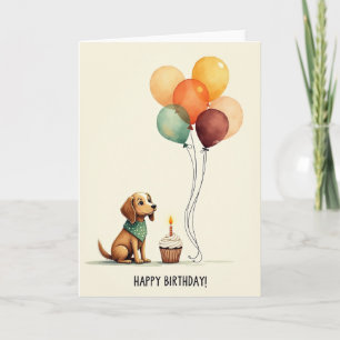 Carte d'anniversaire chien aquarelle