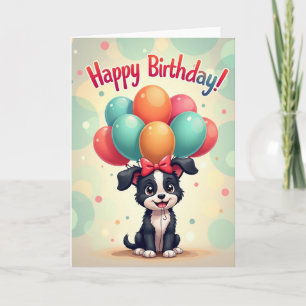 Carte d'anniversaire Chien avec Ballons
