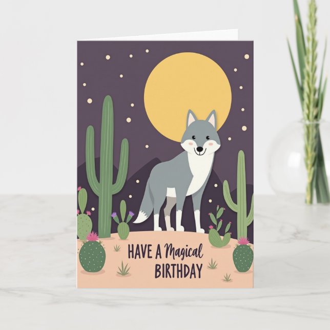 Carte d'anniversaire Chien Cactus Sucré (Devant)
