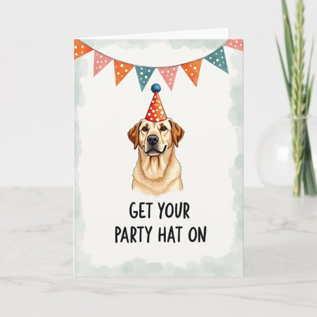 Carte d'anniversaire chien doré (Devant)