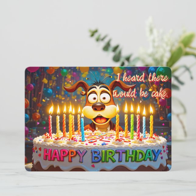 Carte d'anniversaire Chien Gâteau Mignonne Chaotiq (Debout devant)