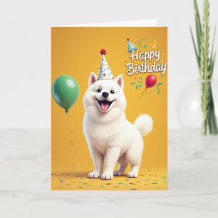 Carte d'anniversaire Chien souriant avec chapeau