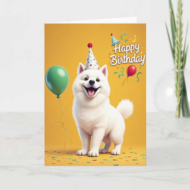 Carte d'anniversaire Chien souriant avec chapeau (Devant)