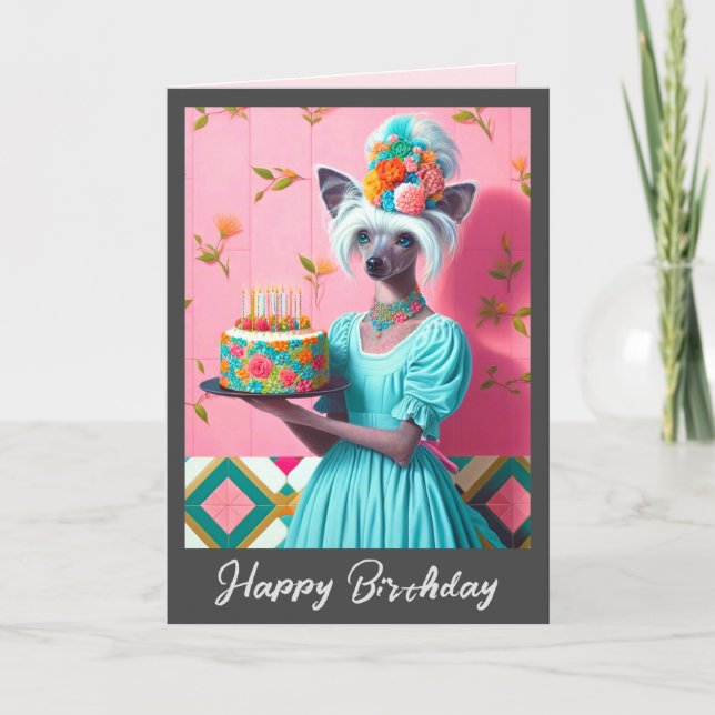 Carte d'anniversaire | Chinois Crested Chien Anniv (Devant)