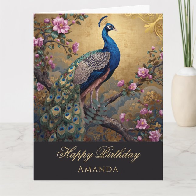 Carte d'anniversaire Chinoiserie Paon (Devant)