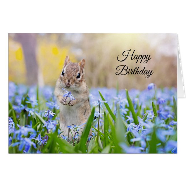 Carte d'anniversaire Chipmunk (Devant horizontal)