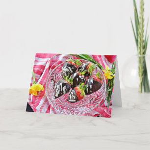 Carte d'anniversaire chocolat fraises recouvertes