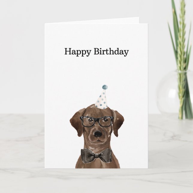 Carte d'anniversaire, Chocolat Labrador (Devant)