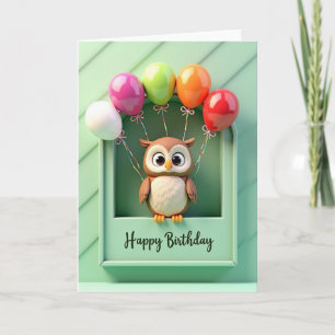 Carte d'anniversaire chouette douce
