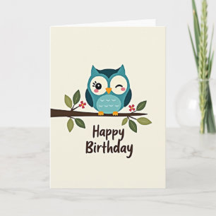 Carte d'anniversaire Chouette Joyeuse
