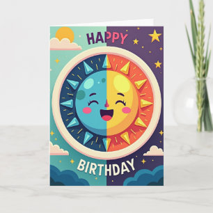 Carte d'anniversaire ciel soleil doux