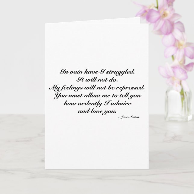 Carte d'anniversaire, citation romantique de Jane  (Orchidée)