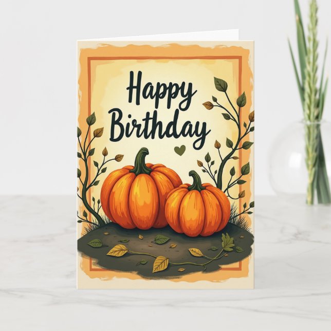 Carte d'anniversaire Citrouille d'Automne (Devant)