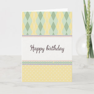 Carte d'anniversaire classique à motif argyle