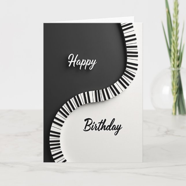Carte d'anniversaire Clavier Noir Blanc (Devant)
