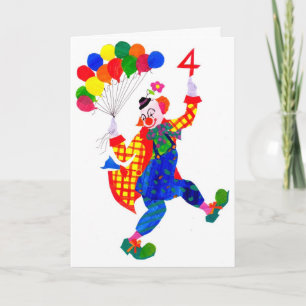 Carte d'anniversaire clown 4 ans