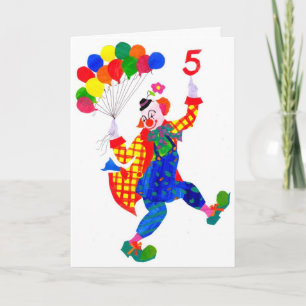 Carte d'anniversaire Clown 5 ans