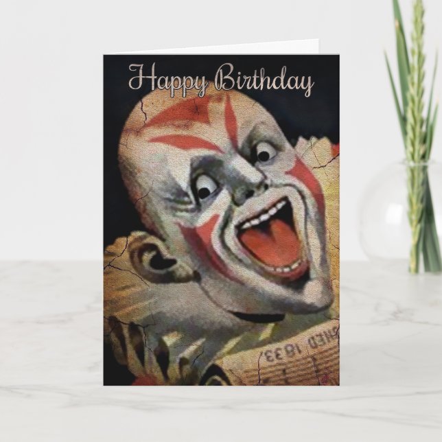 Carte d'anniversaire clown effrayant (Devant)