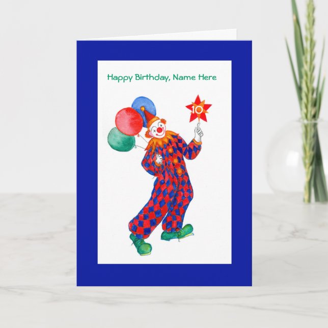 Carte d'anniversaire Clown personnalisable (Devant)