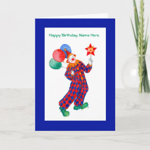 Carte d'anniversaire Clown personnalisable