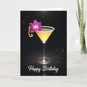 Carte d'anniversaire Cocktail Doré